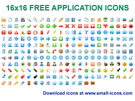 16x16 Free Application Icons screenshot