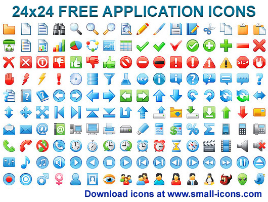 24x24 Free Application Icons pack will instantly refine your toolbar