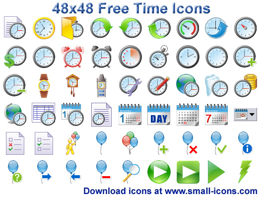 48x48 Free Time Icons pack will instantly refine your application or Web site