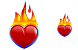 Heart on fire icons