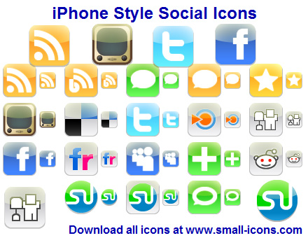 iPhone Style Social Icons for websites and software.