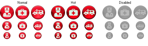 Round Ruby Icons for Medicine