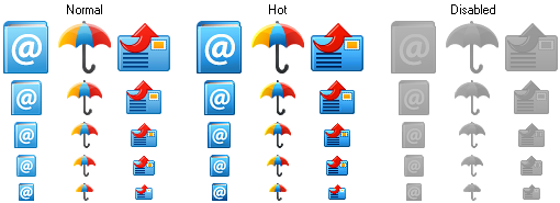 Icon states and sizes