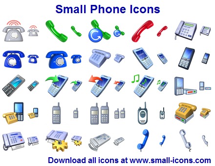 Icons representing various telephony and communication concepts and actions