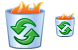 Burning trash can icons